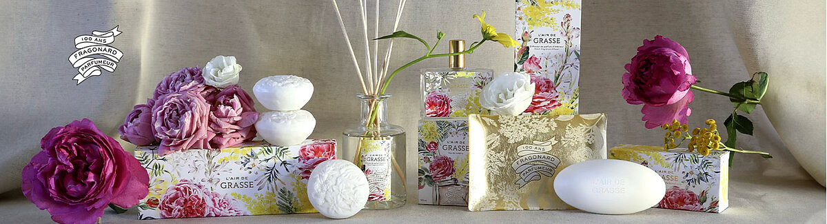 L’Aire de GRASSE en exclusivité : Eau de Parfum, Savon, Galet parfumé, Coffret savons, Diffuseur